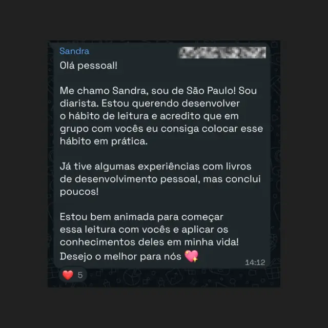 Depoimento 5 de aluna da comunidade